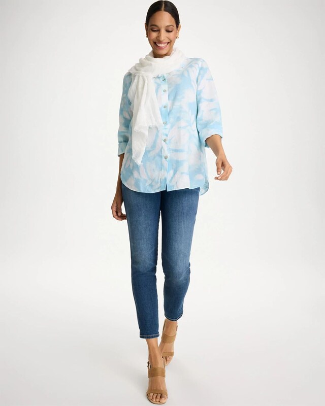 Tie-Dye No Iron Linen Shirt - image 2